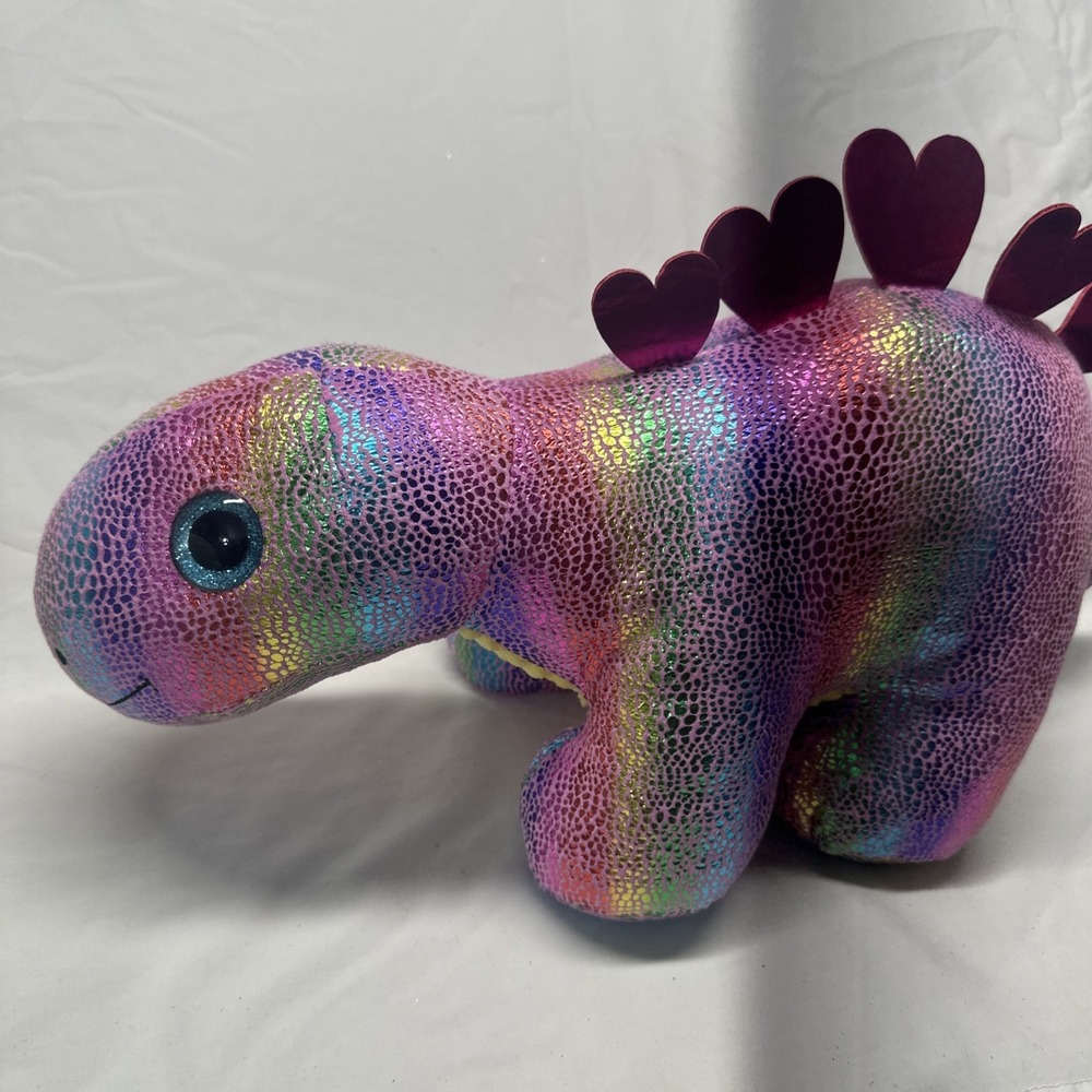 HugMe pink & Rainbow Sparkling Dinosaur 11" Tall